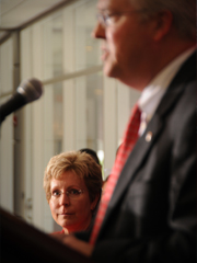 Chancellor Woodson introducing Debbie Yow as director of athletics